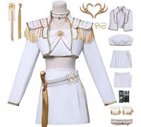 Hallojojo Mira Costume Donna Cosplay KPOP Demon Hunters Mira Bianco Girlgroup Uniforme Giacca Top Gonna Pantaloni con Accessori per Halloween Carnevale Festa Compleanno Mascherata Anime Show Costume