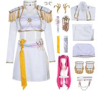 Hallojojo Mira Costume Donna Cosplay KPop Demon Hunters Mira Girlgroup Uniforme Giacca Top Gonna con Accessori e Parrucca per Halloween Carnevale Festa Compleanno Mascherata Anime Show Costume, Bianco