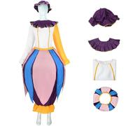 Hallojojo Mrs. Potts Costume Donna Cosplay Bella e la Bestia Governante Mrs. Potts Set Top Gonna Cappello Colletto per Fancy Dress Up Halloween Natale Carnevale Festa Compleanno Mascherata Costume