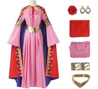 Hallojojo Nefertari Vivi Costume Donna Cosplay Anime Principessa Vivi Uniforme Mantella con Cappuccio e Vestito Copricapo Orecchini Set per Fancy Dress Up Halloween Carnevale Festa Mascherata Costume