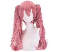Hallojojo Perona Cosplay Parrucca Donna Rosa Doppia coda di cavallo Parrucca Fancy Dress Up Halloween Carnevale Festa Compleanno Mascherata Anime Fantasma Principessa Perona Cosutme Accessori Wig