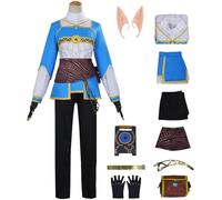 Hallojojo Principessa Zelda Costume Donna Cosplay Gamen Princess Zelda Combattimento Uniforme con Orecchie da Elfo Accessori Set per Dress Up Halloween Carnevale Festa Compleanno Mascherata Costume