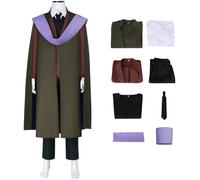 Hallojojo Quirinus Costume Uomo Cosplay Magia Accademia Quirinus Quirrell Completo Uniforme Set con Cappello Sciarpa per Fancy Dress Up Halloween Carnevale Festa Compleanno Mascherata Costume