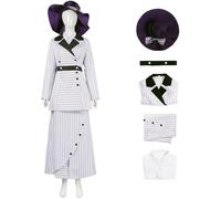 Hallojojo Rose Costume con Cappello Donna Cosplay Titanic Rose Elegante Vintage Lady Bianco Giacca Top Gonna Cintura Set per Fancy Dress Up Halloween Carnevale Festa Compleanno Mascherata Costume