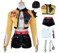 Hallojojo Rumi Costume Donna Cosplay KPOP Esorcismo Girlgroup Rumi Uniforme Set Giacca Top Pantaloni Spalla Collana Ciondolo per Dress Up Halloween Carnevale Festa Mascherata Anime Show Costume