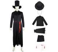 Hallojojo Saja Boys Costume con Cappello Uomo Cosplay Demon Boyband Saja Boys Jinu Uniforme Set Giacca Top Pantaloni Cintura per Halloween Carnevale Festa Mascherata Anime Show Costume