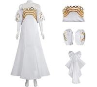 Hallojojo Serenity Costume Donna Cosplay Principessa Moon Serenity Bianco Lungo Vestito da Ballo con Manicotti Fioccoper per Halloween Natale Carnevale Festa Compleanno Mascherata Vestito da Sera