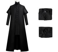 Hallojojo Snape Costume Uomo Cosplay Magia Accademia Severus Snape Uniforme Set Giacca e Fodera per Fancy Dress Up Halloween Carnevale Festa Compleanno Mascherata Costume, Nero