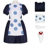 Hallojojo Susie Q Costume Donna Cosplay Anime Susie Q Maid Uniforme Vestito Grembiule con Copricapo Set per Fancy Dress Up Halloween Carnevale Festa Mascherata Cameriere Costume
