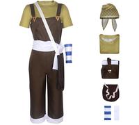 Hallojojo Usopp Costume Uomo Cosplay Pirata Anime Usopp Uniforme Set Top e Pantaloni a Bretella con Foulard Cintura Parapolsi Borsa per Dress Up Halloween Carnevale Festa Compleanno Mascherata Costume
