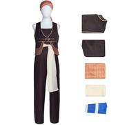 Hallojojo Usopp Costume Uomo Cosplay Pirata Anime Usopp Uniforme Set Top e Pantaloni con Foulard Cintura Parapolsi per Fancy Dress Up Halloween Carnevale Festa Compleanno Mascherata Costume