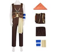 Hallojojo Usopp Costume Uomo Cosplay Pirata Anime Usopp Uniforme Top e Pantaloni con Foulard Cintura Parapolsi Set per Fancy Dress Up Halloween Carnevale Festa Compleanno Mascherata Costume