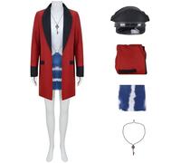 Hallojojo Vivian Costume Donna Cosplay Julia Roberts Pretty Woman Vivian Rosso Giacca e Vestito Cappello Collana per Fancy Dress Up Halloween Natale Carnevale Festa Compleanno Mascherata Costume