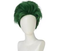 Hallojojo Zed Cosplay Parrucca Uomo 25CM Verde Scuro Corto Parrucca Fancy Dress Up Halloween Carnevale Festa Compleanno Mascherata Zombie High School 4 Zed Costume Accessori Wig