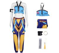 Hallojojo Zoey Costume Donna Cosplay KPop Demon Hunters Zoey Girlgroup Completo Uniforme Top Pantaloni con Bracciale Borsa Ciondolo e Parrucca per Dress Up Halloween Carnevale Festa Mascherata Costume