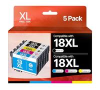 HALLOLUX 18XL Cartucce d'inchiostro compatibili con Epson 18 18XL per Epson XP 225, per XP-305, XP-215, XP-412, XP-422, XP-325, XP-312, XP-315, XP-205, XP-415, XP-425, confezione da 5