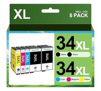 HALLOLUX 34 34 XL Multipack compatibile per Epson 34 XL 34XL cartucce per cartucce Epson Workforce Pro WF-3720DWF WF-3725DWF WF-3720 WF-3725 WF3720 WF3725 (nero, ciano, magenta, giallo, confezione da