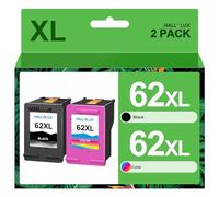 HALLOLUX 62 XL 62XL Cartucce d'inchiostro Sostituzione per HP 62 Nero e Colore per ENVY 5540 5547 5640 7640 5644 5646 per Officejet 200 250 5740 5742 5744 (2-Pack)