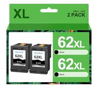 HALLOLUX 62XL Nero Cartucce Alta capacità, Sostituzione per HP 62 62 XL per HP ENVY 5540 5545 7640 5542 5546 5640 5548 5740 OfficeJet 200 250 5740 5742 Stampanti (2-Pack)