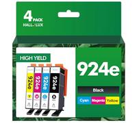 HALLOLUX Cartucce d'inchiostro 924e 924 compatibili per stampanti HP 924e per stampanti HP OfficeJet Pro 8120 8123 8120e 8122e (confezione da 4, nero, ciano, magenta, giallo)