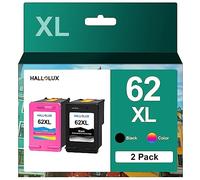 HALLOLUX Confezione da 2 cartucce 62XL 62 XL compatibili con cartucce d'inchiostro HP 62 per Envy 5540 5544 5545 5548 5640 5646 7640 OfficeJet 200 5740 5742 5744 (colore nero)