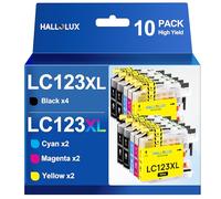 HALLOLUX LC123XL Cartucce LC123 compatibili con Brother LC123 XL Cartucce LC-123 per Brother MFC-J4410DW MFC-J6920DW DCP-J4110DW MFC-J6720DW DCP-J552DW MFC-J6520DW MFC-J870DW (confezione da 10)