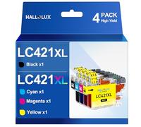 HALLOLUX LC421XL LC421XLVAL Cartucce, Alta Capacità Compatibili per Brother LC421 LC-421XL Multipack, 500 Pagine, per Brother DCP-J1050DW DCP-J1140DW MFC-J1010DW (Nero Ciano Magenta Giallo, 4-Pack)