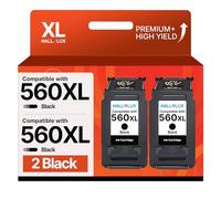 HALLOLUX PG-560 XL Formato XL, Cartucce Inchiostro Sostituzione per Canon PG 560 XL 560XL Multipack per Canon Pixma TS5350 TS5351 TS5352 TS5353 TS7450 TS7451 (2Nero)