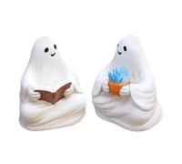Hallooween Ghost Statue - Cute Reading Ghost Garden Statue | Hallooween Decoration | Interesting Flower Pot Plant Decoration | Decorations Miniature For Porch Tabletop Backyard Driveway Patio