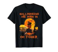 Halloqueens Queens Are Born in October Birthday Halloween Maglietta