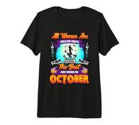 Halloqueens Queens Are Born in October Birthday Halloween Maglietta Premium