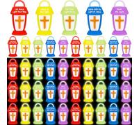 Halloscume 50 statuine di lanterne di Gesù è la luce, si illuminano al buio, con luci di Gesù e uova di Pasqua, regalo religioso cristiano per nascondersi e cercare il favore della scuola domenicale