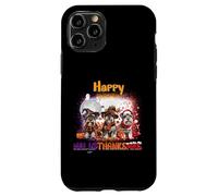 HalloThanksMas Miniature Schnauzer Spooky Thankful Merry Custodia per iPhone 11 Pro