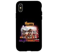 HalloThanksMas Miniature Schnauzer Spooky Thankful Merry Custodia per iPhone X/XS