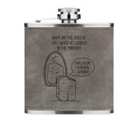 Halloumi Ricerchi Gouda Formaggio Scherzo 170ml Simil Pelle Hip Flask Grey Funny