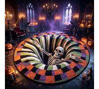 Halloween 3D Rug,3D Skeleton Vortex Quilted Round Halloween Rug，A：120*120cm
