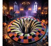 Halloween 3D Rug,3D Skeleton Vortex Quilted Round Halloween Rug，B：80 * 80cm