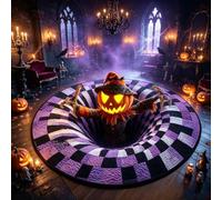 Halloween 3D Rug,3D Skeleton Vortex Quilted Round Halloween Rug，C：40 * 40cm