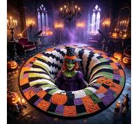 Halloween 3D Rug,3D Skeleton Vortex Quilted Round Halloween Rug，D：40 * 40cm