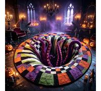 Halloween 3D Rug,3D Skeleton Vortex Quilted Round Halloween Rug，E：40 * 40cm