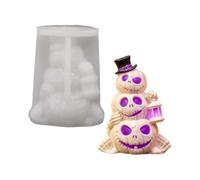 Halloween 3D Skull Pumpkin Silicone Mold Triple Stack Lantern Top Hat Design 7.8x5.7x9.5cm DIY Resin Candle Soap Plaster Casting Mold For Holiday Home Decor Crafts