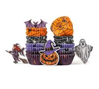 Halloween 400 pezzi Pirottini per Muffin Carta con 12 pezzi Decorazioni,Diamètre du Fond 3,5 cm,Dimensioni Mini