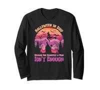 Halloween a luglio Funny Spooky Witch Flying Moon Scene Maglia a Manica