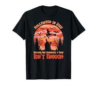 Halloween a luglio Funny Spooky Witch Flying Moon Scene Maglietta