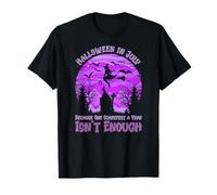Halloween a luglio Funny Spooky Witch Flying Moon Scene Maglietta
