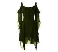 Halloween Abito Donna Medievale Curvy Cerimonia Gotico Spalle Scoperte Elegante retrò Vestiti Vintage Oversize Lunghi per Gioco di Ruolo