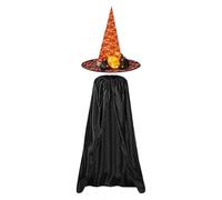 Halloween Adults Capes - Witch Cape, set di mantelli da mago | Cosplay Party Role Play Outfifit, costume di Halloween nero con cappello da illuminazione per adulti, uomini festival da donna che veston