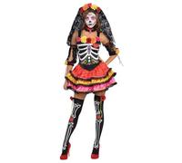 Halloween Adults Size 8-10 Day Of The Dead Seorita Skeleton Costume
