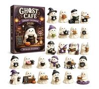 Halloween Advent Calendar 24 Day Acrylic Ghost Figurine Set | Premium acrylic ghost advent calendar featuring vibrant figures, ideal for home decor A