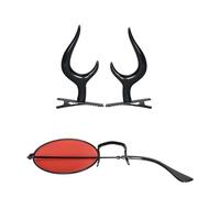 Halloween Alastor Accessori Costume Devil Horns Clip per capelli Monoculare con catena per feste a tema